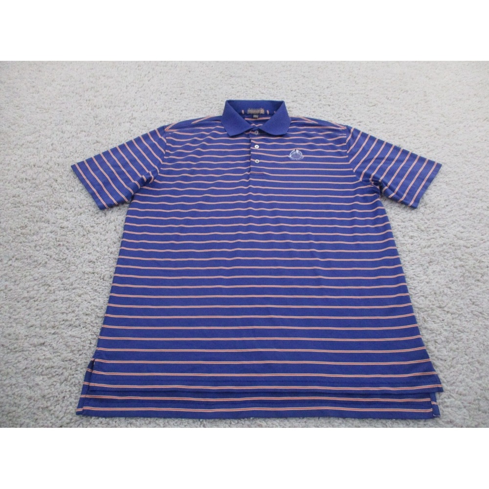 Peter Millar Shirt Mens Large Blue Summer Comfort Butler National Polo Golf Logo